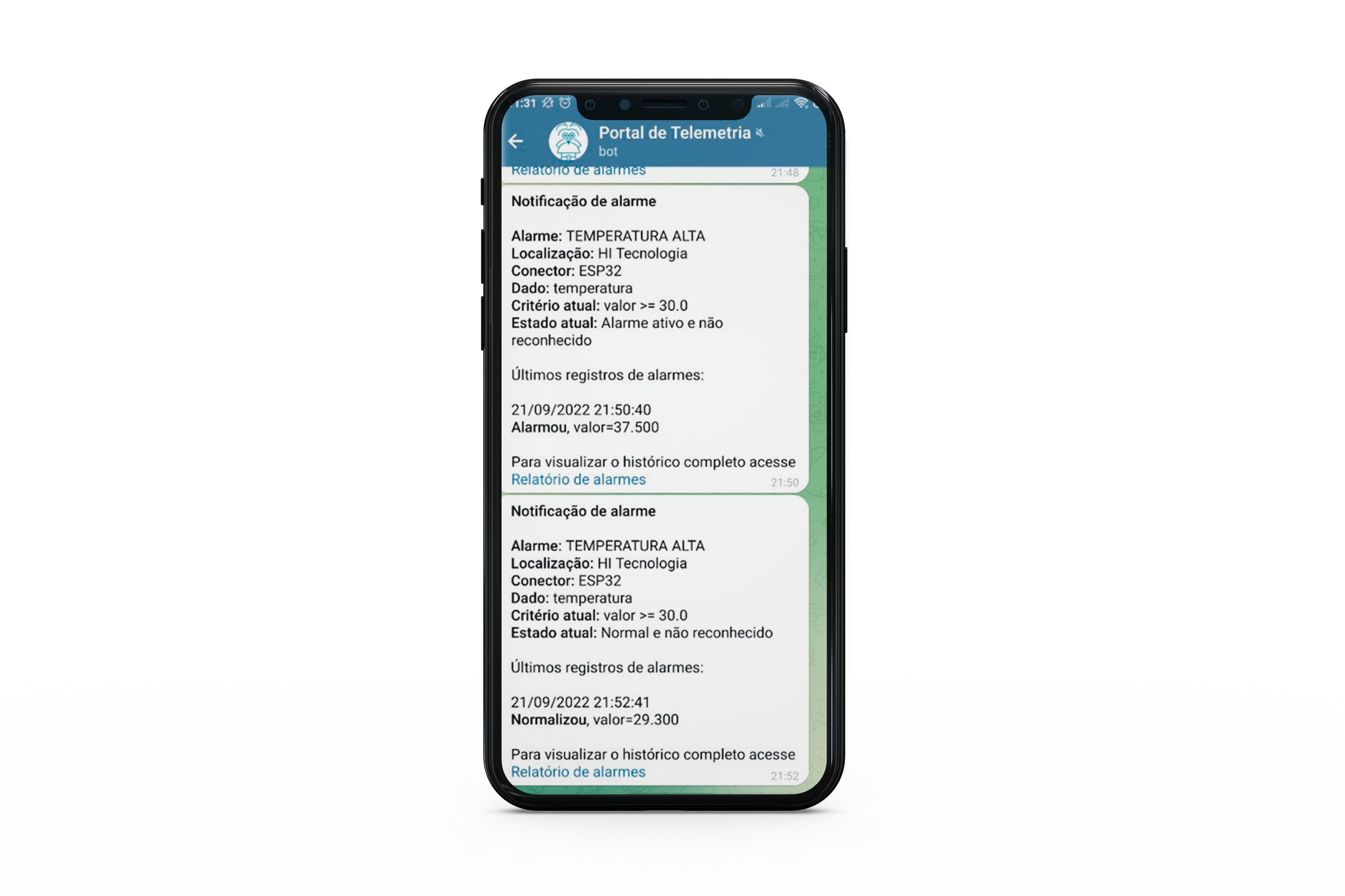 Notificações através de e-mail e Telegram